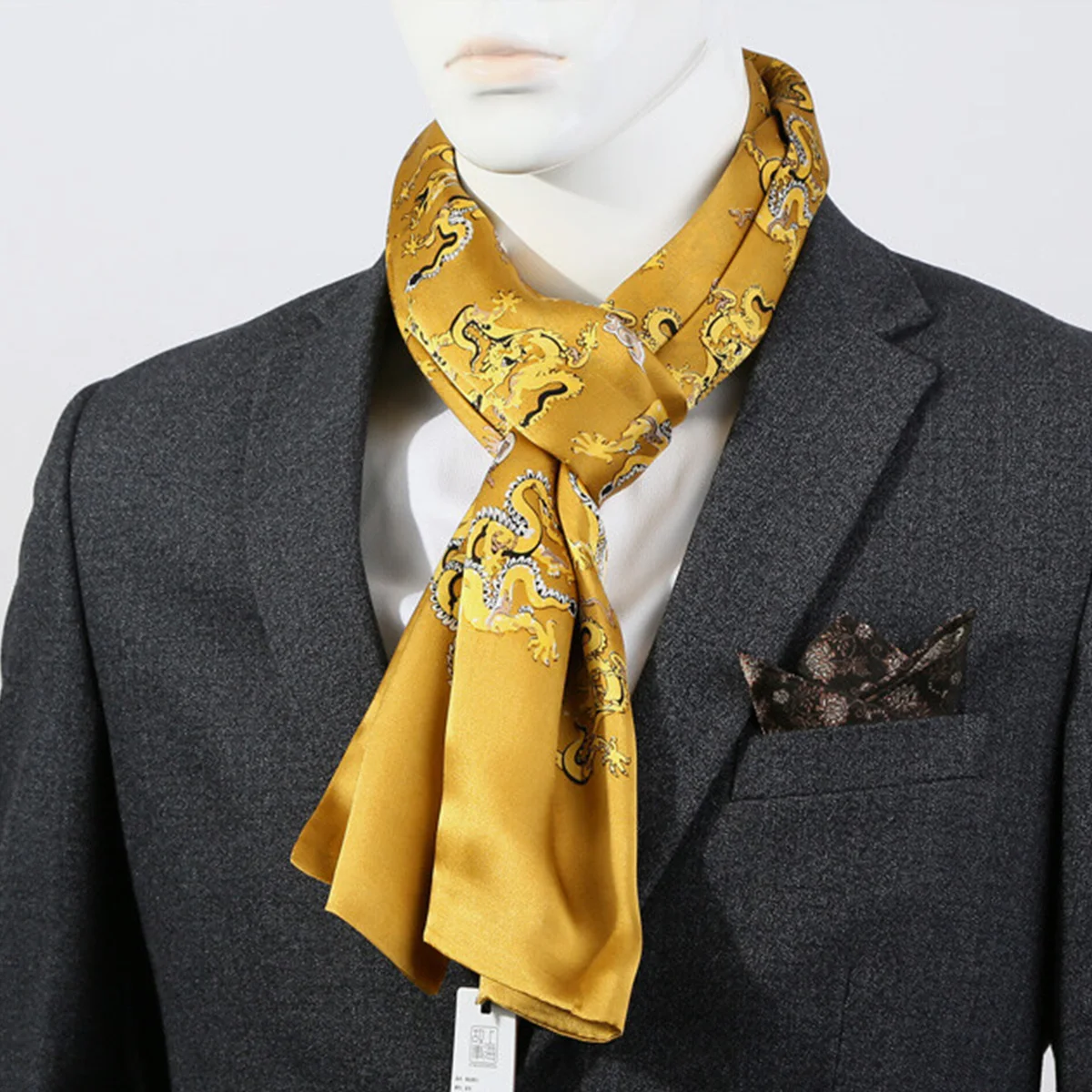 

FEIMANYUAN мужской шарф из чистого шелкового шелка, Лидер продаж, квадратный шарф из натурального шелка для мужчин, модный аксессуар