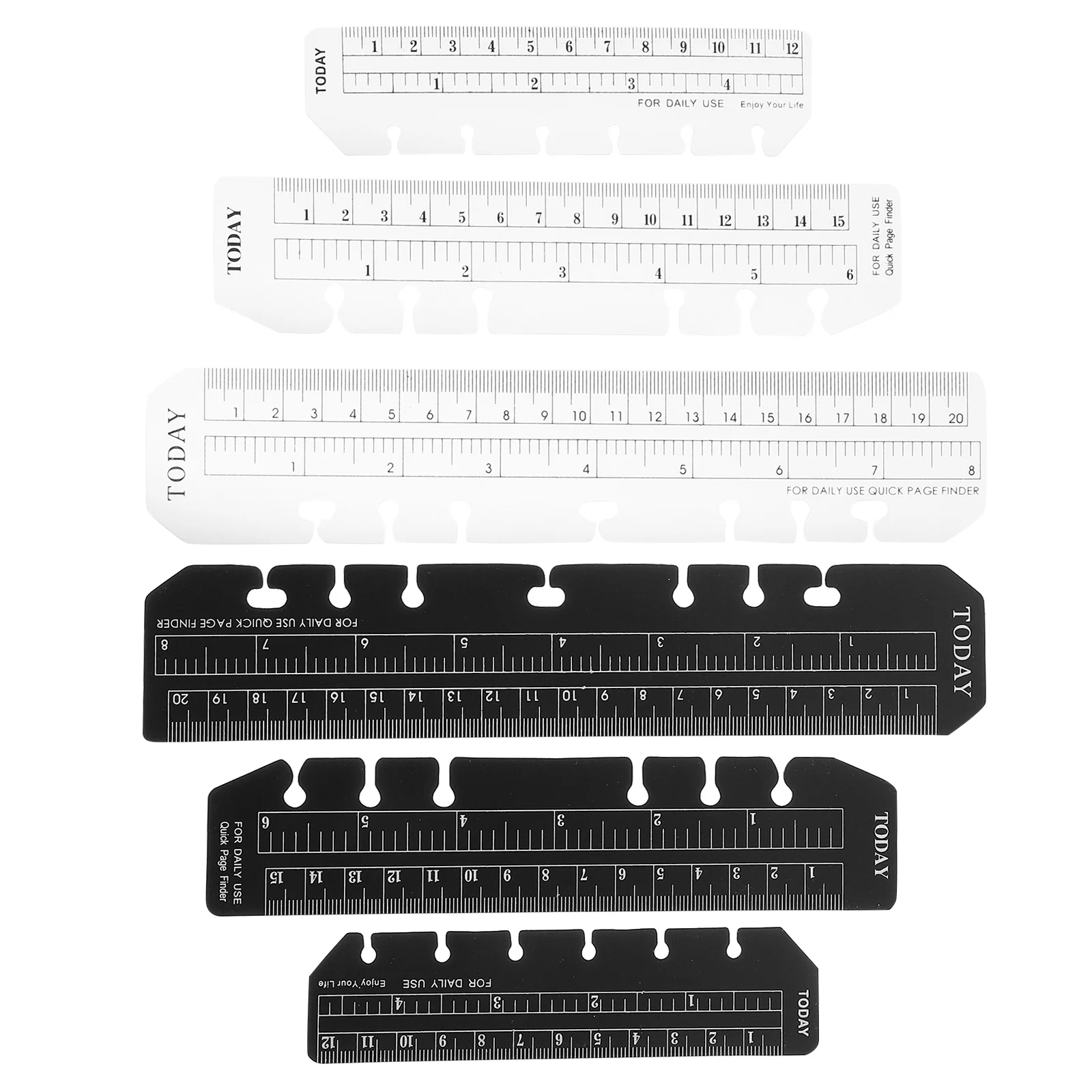 12Pcs Plastic Bookmarks Ruler Book Mark Tool Lightweight Practical Gifts Planner Bookmark Spiral Snap in Page Ruler