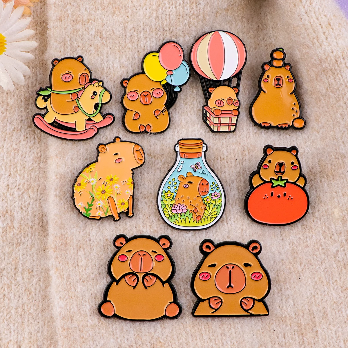 Cartoon Animal Enamel Pin Cute Capybara Badges on Backpack Brooches For Women Lapel Pin Cosplay Accessories Kids Gifts Toys