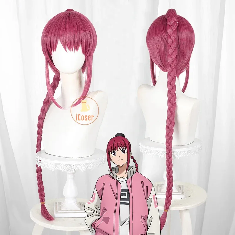 أنيمي ساكاموتو أيام لو شاوتانغ شعر مستعار تأثيري أحمر طويل مضفر ذيل حصان حفلة الهالوين للنساء لعب الأدوار الدعائم ملحق iCoser