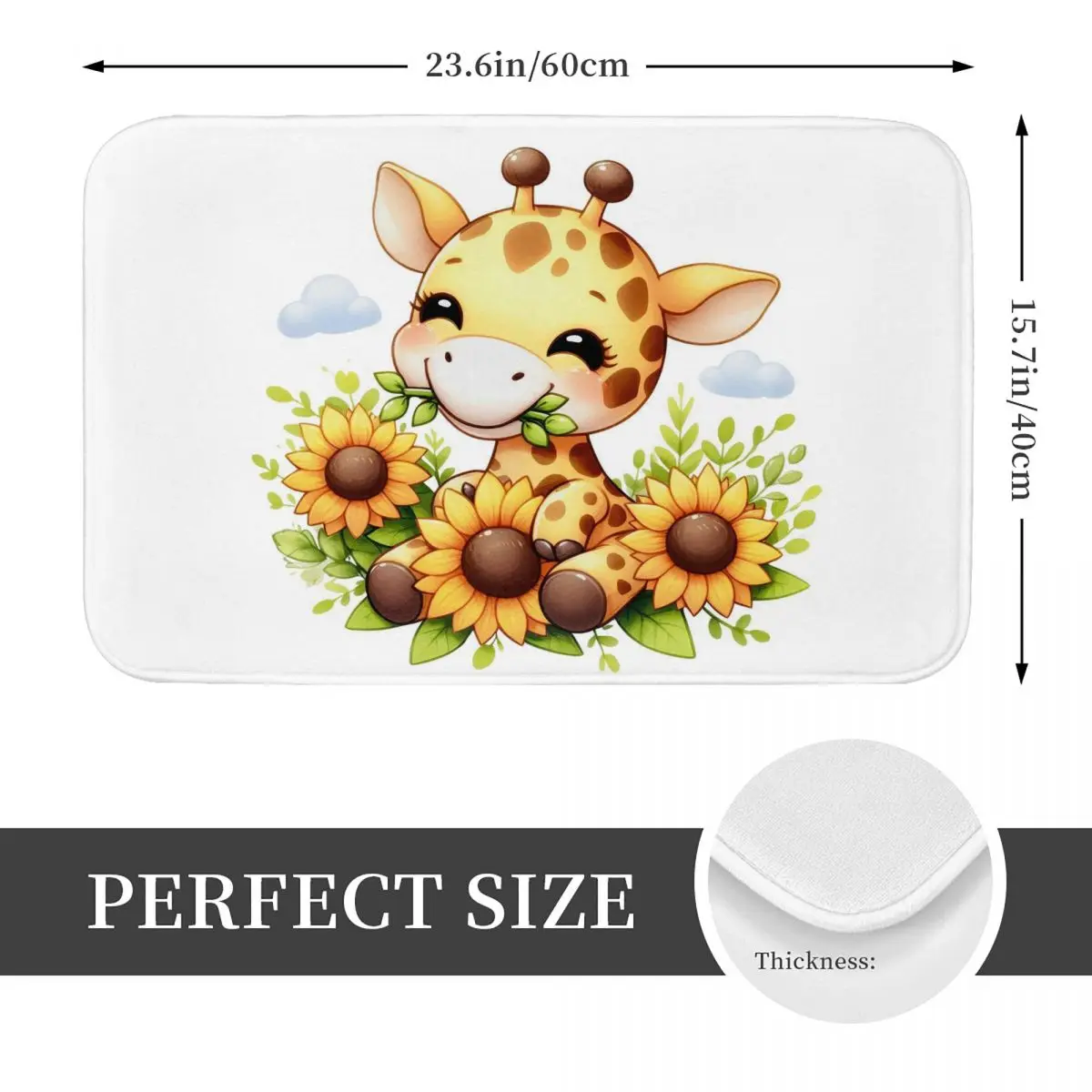 Cute Giraffe Print Anti-slip Doormat Floor Mat Sand Scraping Carpet Rug for Kitchen Entrance Home Living room Footpad Mats