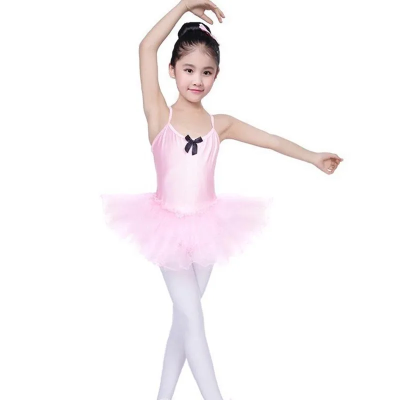 Kids Girls Ballet Dress Gymnastics Leotards Sleeveless Ballet Dancewear Tutu Dance Skirts Kids Bowknot Dance Leotards