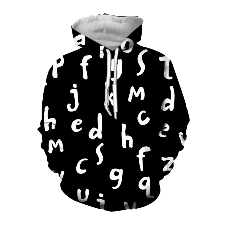 Irregular Art Words Hoodies 3d Printing Men Children  Autumn Sweatershirt Long Sleeve Streetwear Casual Fashion New Trend Hooded