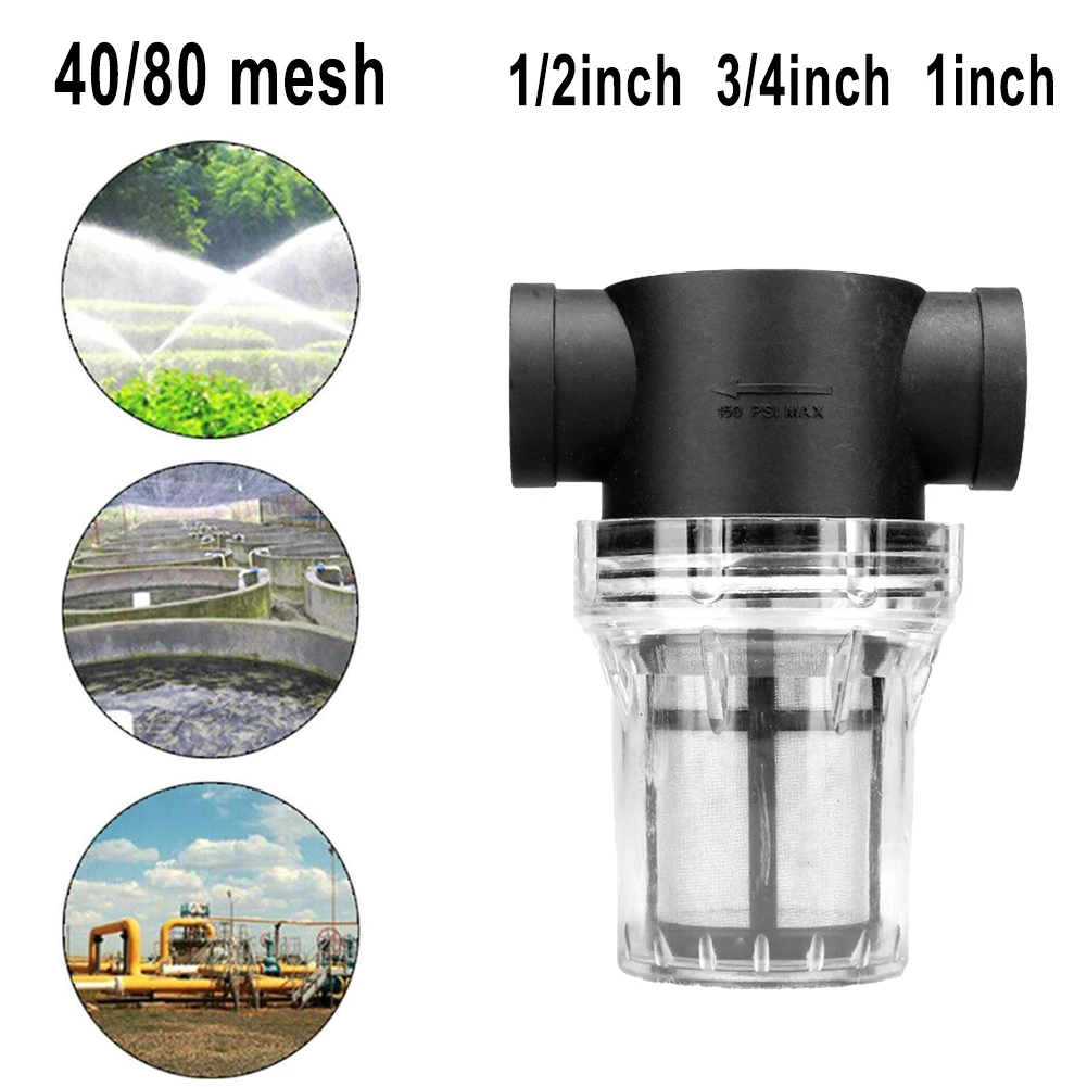 

1PC 40/80Mesh Garden Watering Filter 1/2'' 3/4'' 1'' Plastic Irrigation Systems Impurity Prefilter Water Pump Filter Screen