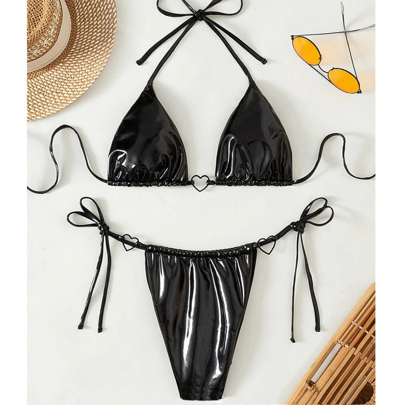 Sexy PU Bikinis 2026 Women\'s Swimwear Female Swimsuit For Swimming Wear Bathing Suits Brazilian Bikini Set Beachwear Pool Bather