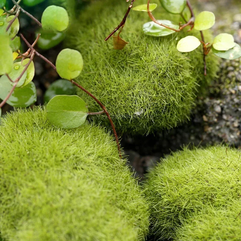 1pcs Fake Stone Artificial Moss Rocks Home Decor 3/6/8/10cm Simulation Plant DIY Decoration for Garden and Crafting Green