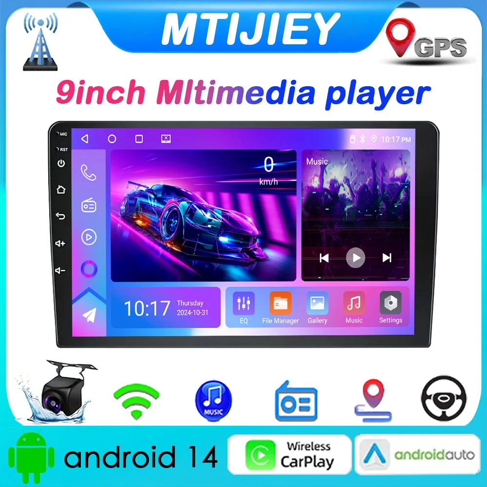 

9“ Android14 2Din Car Stereo Carplay Touchscreen Car Radio with GPS Navigation BT FM WiFi USB Android Auto Mirror Link