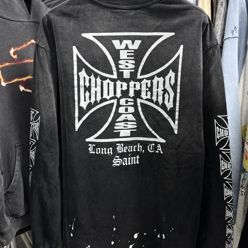 

New West Coast Chopper Long Sleeve T-shirts Men Women American Streetwear Classic Retro Print Top Tee