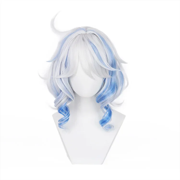 Wig Cosplay permainan Genshin Impact Furina de Fontaine Wig Dewasa uniseks Wig pendek focalor sintetis Halloween