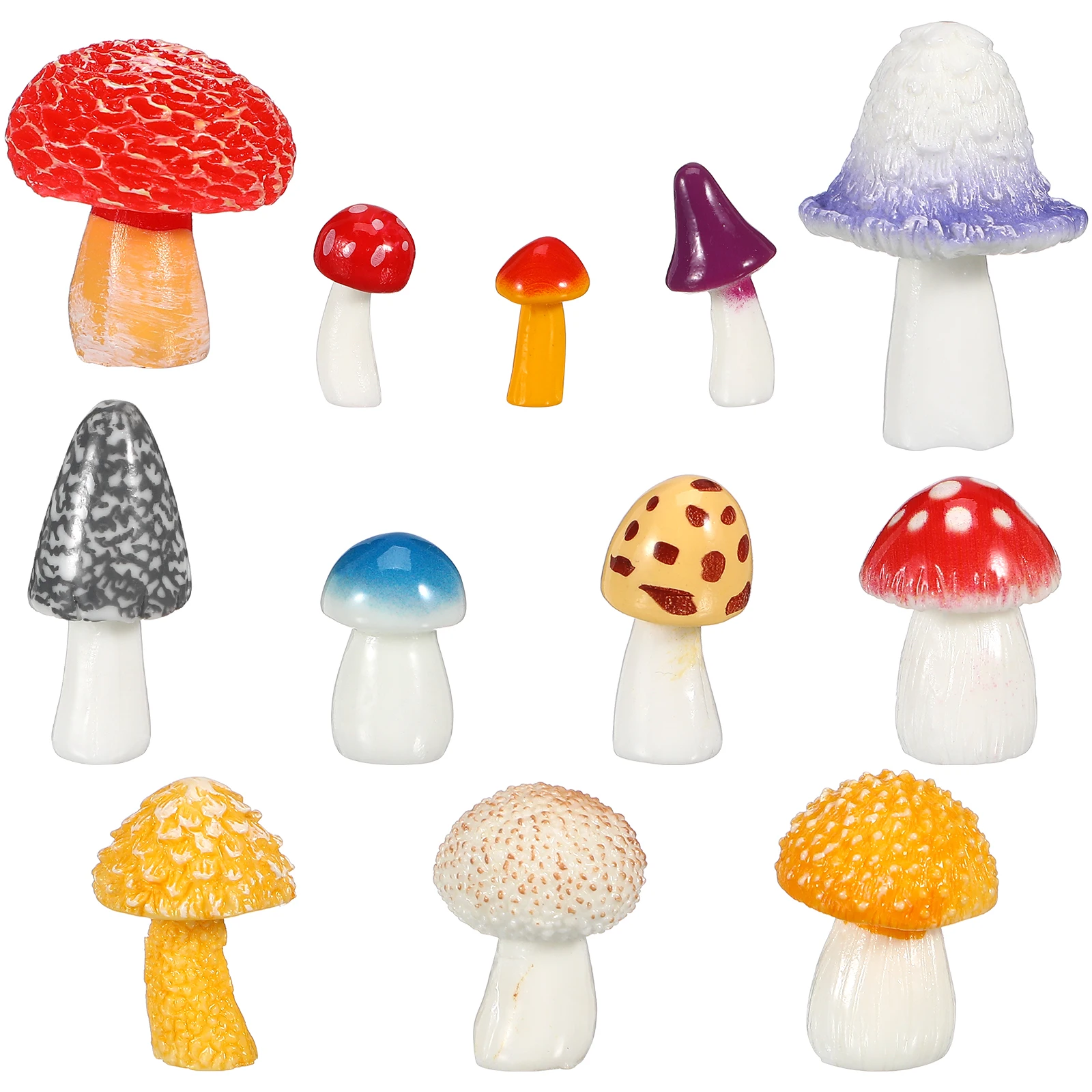 

12 Pcs Simulated Jungle Mushroom Mushrooms Mini Resin Figures Miniature Figurines