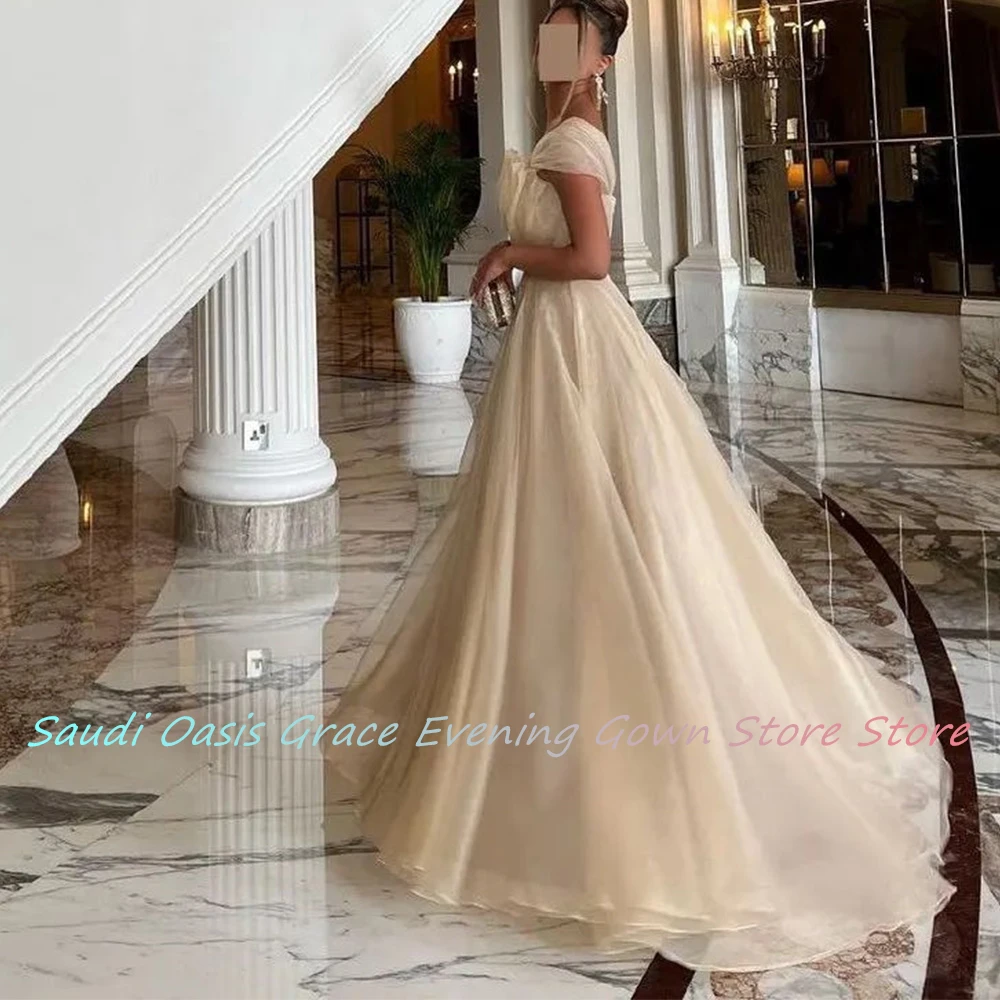 High Quality and Delicate A-Line Strapless Organza Sleeveless Evening Dress Floor Length Custom Size Saudi Arabia 2024