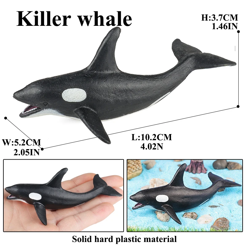 Oenux Small Sea Life Animals Dolphin Rays Whale Shark Model Sea Lion Walrus Ocean Marine Figurines Miniature Education Kids Toys