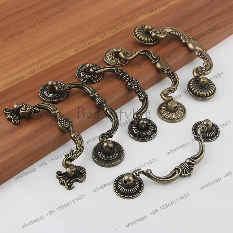 YJ Retro Drawer Pulls Antique Bronze Furniture Handles European Chinese Style For TV Stand Coffee Table Nightstand Cabinet