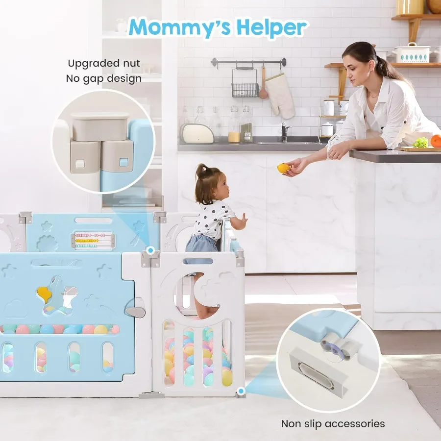 Box per bambini pieghevole a 14 pannelli per uso interno ed esterno Area gioco portatile regolabile per neonati e bambini piccoli con interattivo