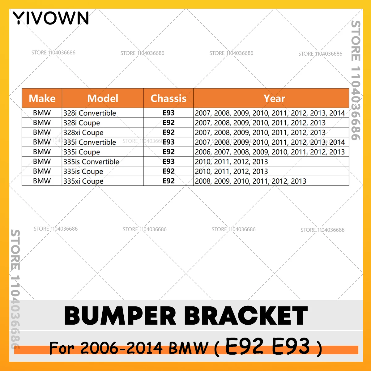 For 2006-2014 BMW 328i 328xi 335i 335is 335xi (E92 E93) Front Bumper Support Bracket 51117156555 51117156556
