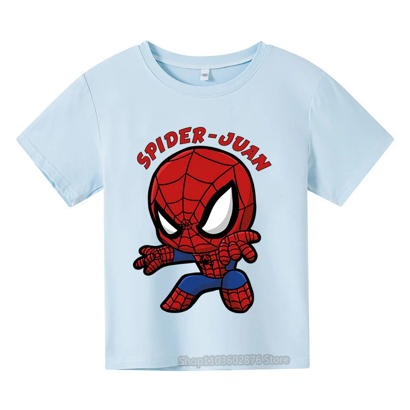 SpiderMan Marvel Summer 2024 Newest Kids Short Sleeve Tshirt with Print for Boys Girls Casual Sports Outdoor Wear