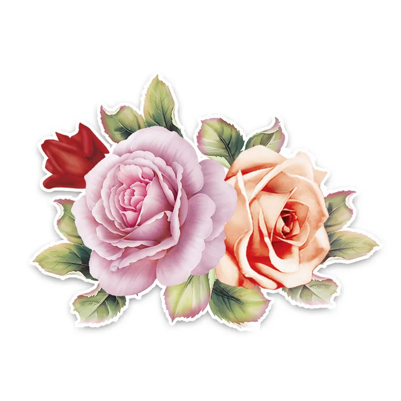 RuleMyLife 12.7*9.4CM Interesting Roses Flowers Decor Car Stickers High Quality Personalized Modelling 11A0902