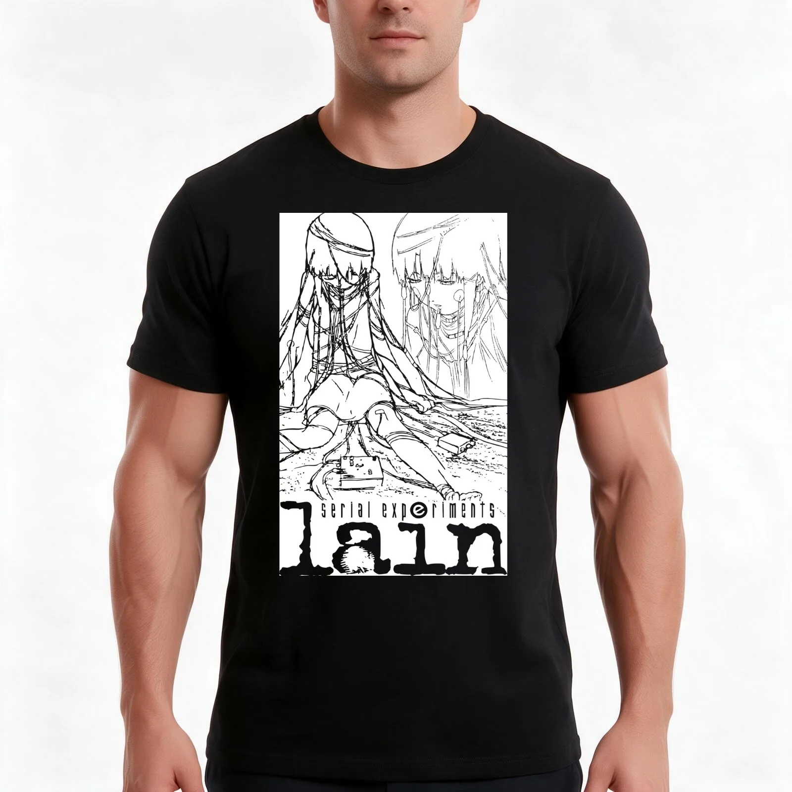 Serial Experiments Lain T-Shirt Summer Casual Cotton Tee Oversized Streetwear Tops Vintage Graphic Print Unisex Men Women