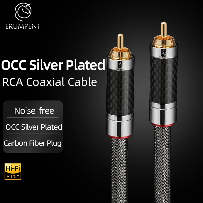 

Hi-Fi цифровой коаксиальный аудиокабель RCA с серебряным покрытием OCC, 75 Ом, RCA-RCA, для сабвуфера, ТВ, аудиокабель Spdif