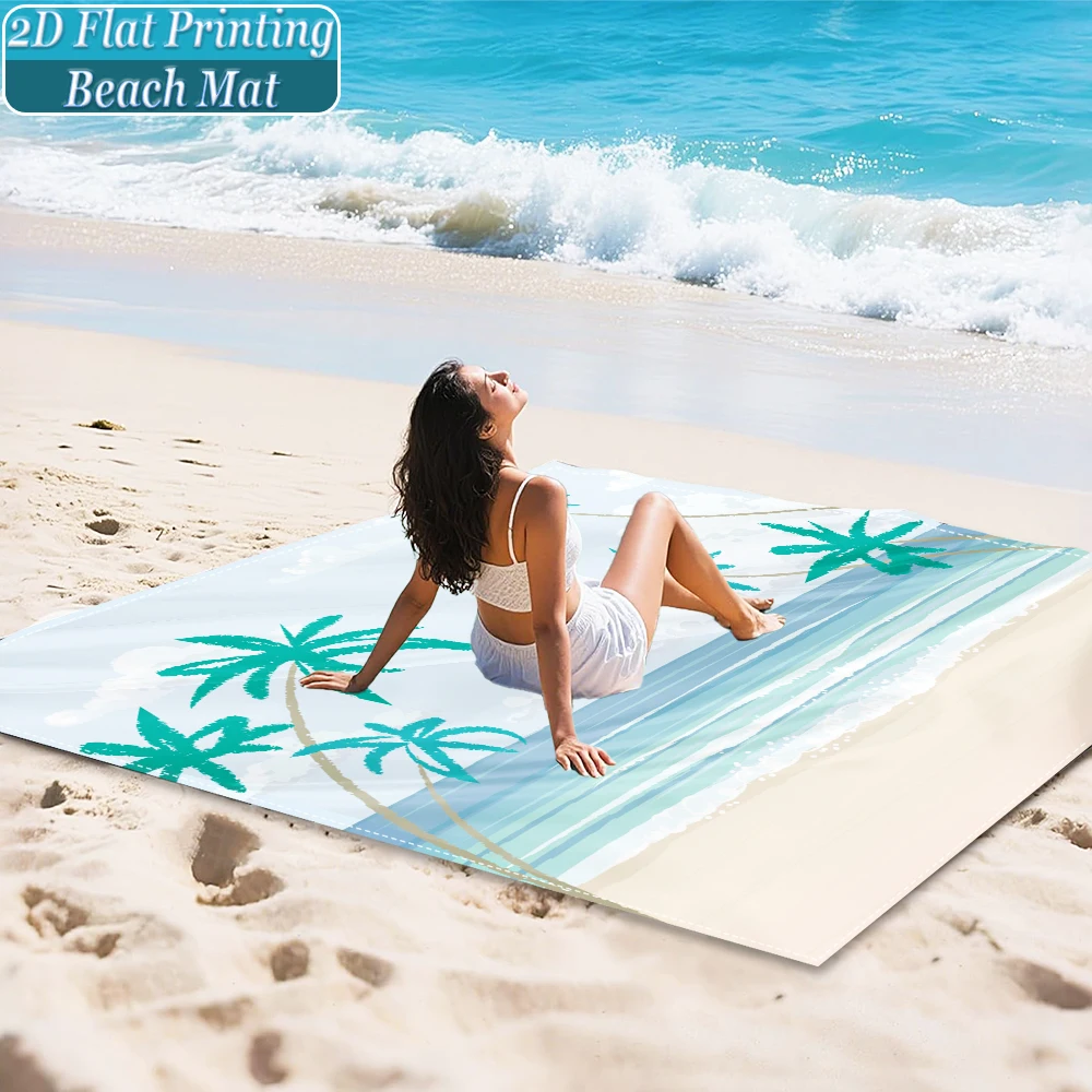 

1-Piece Set, Summer Outdoor Beach Mat, Includes 4 Ground Stakes, Unique Printed Design, Fade-Resistant, Lightweight, Quick-Drying, Easy to Carry, Windproof and Sandproof, Fashionable and Trendy Outdoor Activity Decoration, Suitable for Beach, Camping, Pic