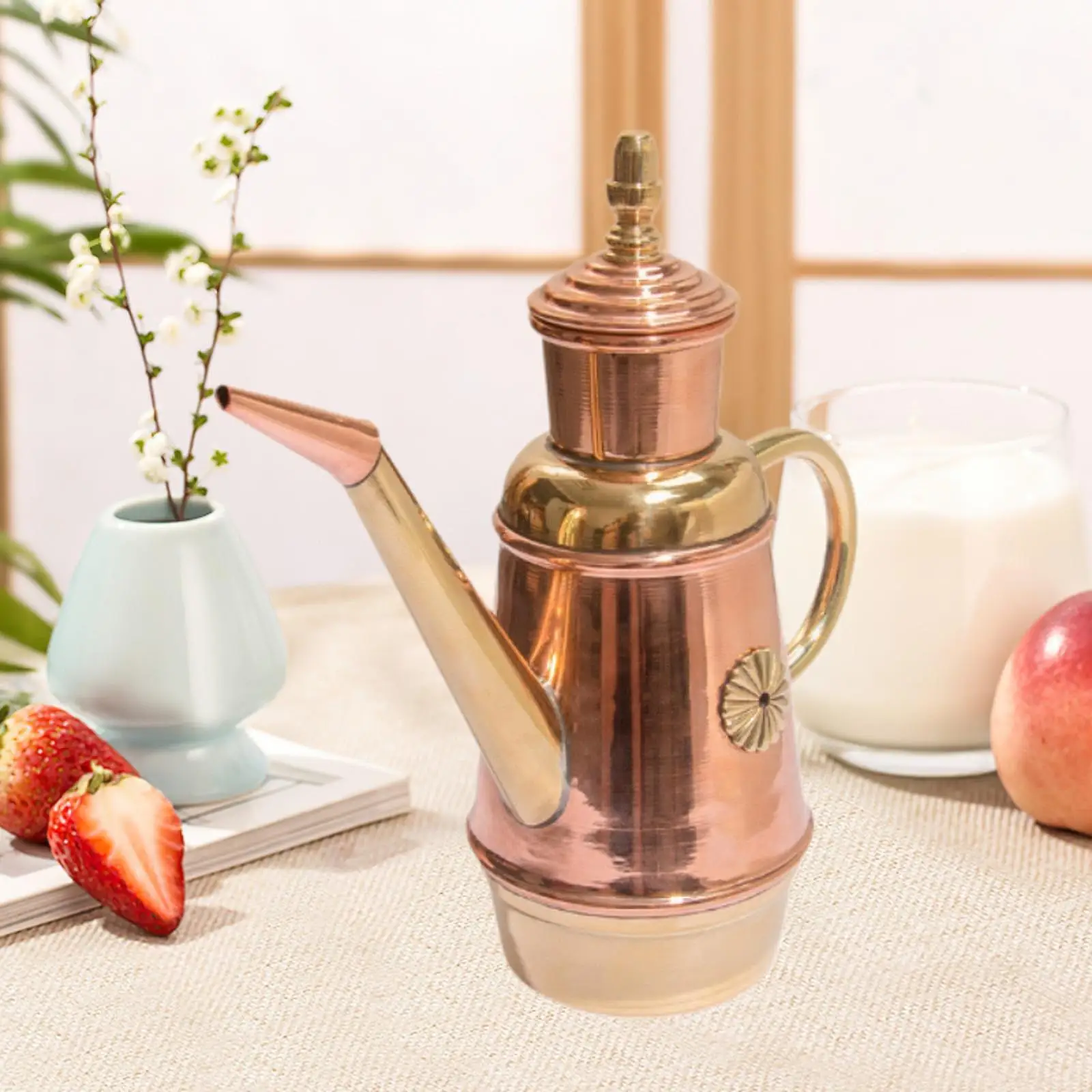 Pizza Oil Cruet 450ml Retro Design Copper Oil Dispenser Copper Oil Container for Coffee Shops Buffets Bakeries Hotels Parties