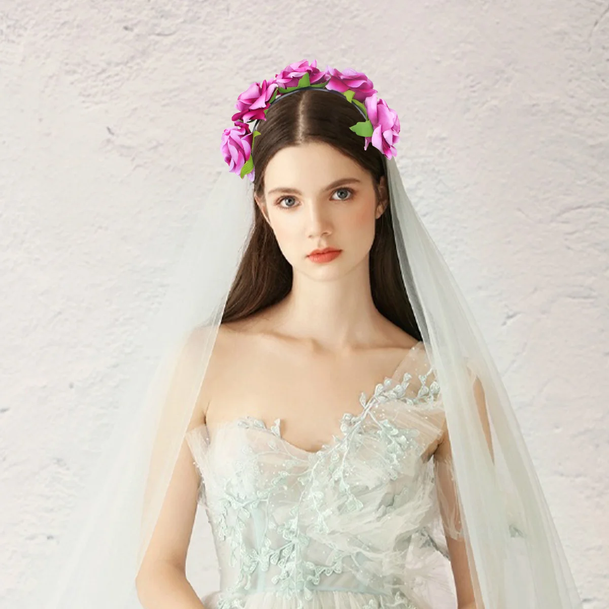 

1Pcs Rose Flower Headband 3D Creative Hair Band Women Headdress Elegant Rose Design for Party Wedding Dark Pink