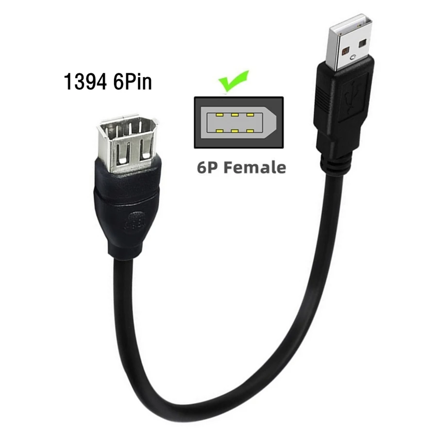 Firewire IEEE 1394 6 Pin USB Adapter Female F 6p to USB M Male Cable for Printer, Digital Camera DV Scanner, Hard Disk 0.2m