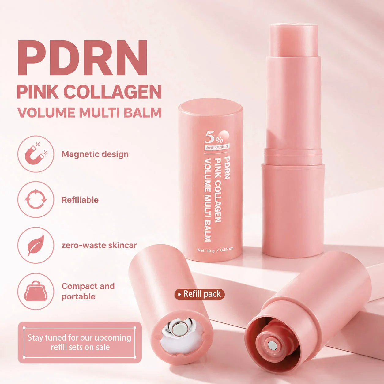 PDRN Pink Collagen Volume Multi Balm, All-in-One Volufiline, PDRN & NAD Stick, hilft bei der Reduzierung feiner Linien, straffende Pflege, Lippenpflege – Detail 10