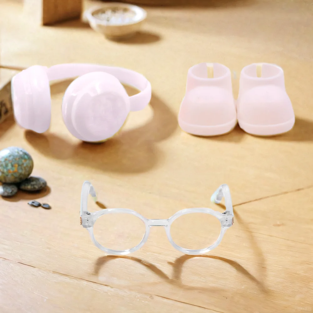 Chapeau rayé + vêtements, vêtements de poupée Cool à la mode, écouteurs, accessoires de poupée d'appareil photo, pour vêtements labubu, poupée en peluche de 17CM, cadeaux pour filles