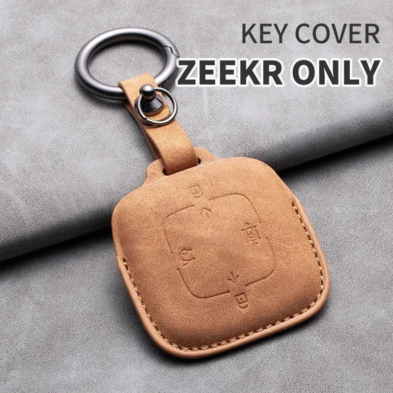 Remote Car Key Case Cover Fob For Zeekr 001 Smart Car Key Set Car Top Grade Auto Key Case Shell Leather Keychian For Zeekr