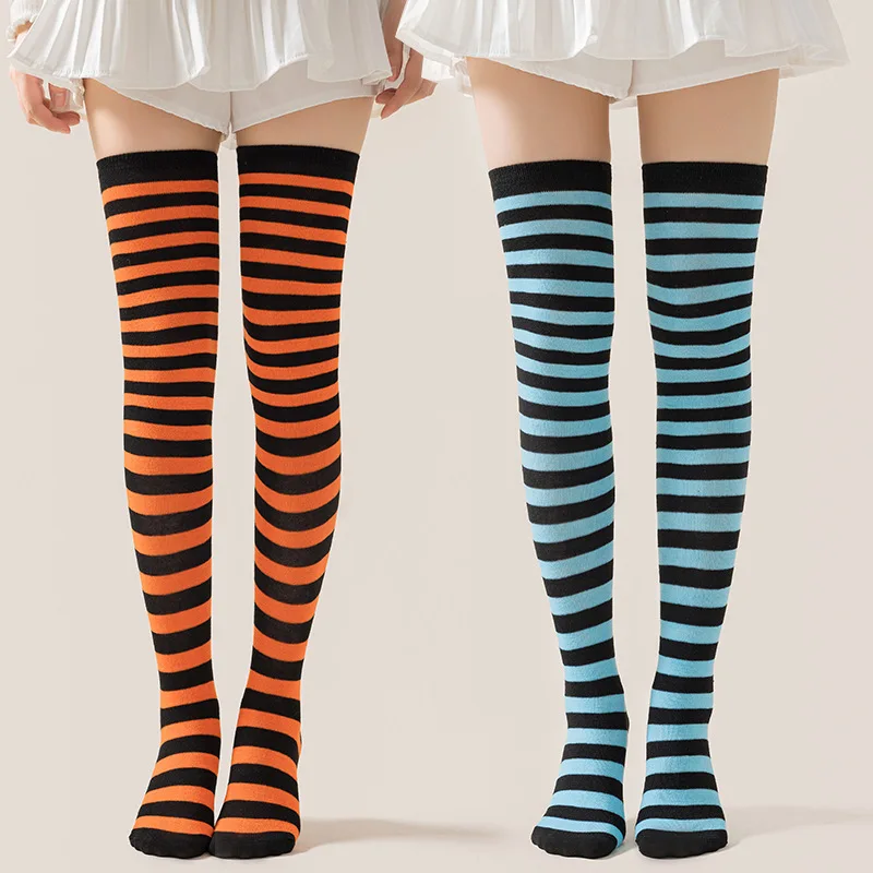 فستان رياضي غامض بأكمام طويلة مخطط من القطن والبوليستر الصلب جورب عالي الفخذ كوسبلاي أنيمي فتاة B7W248 #4