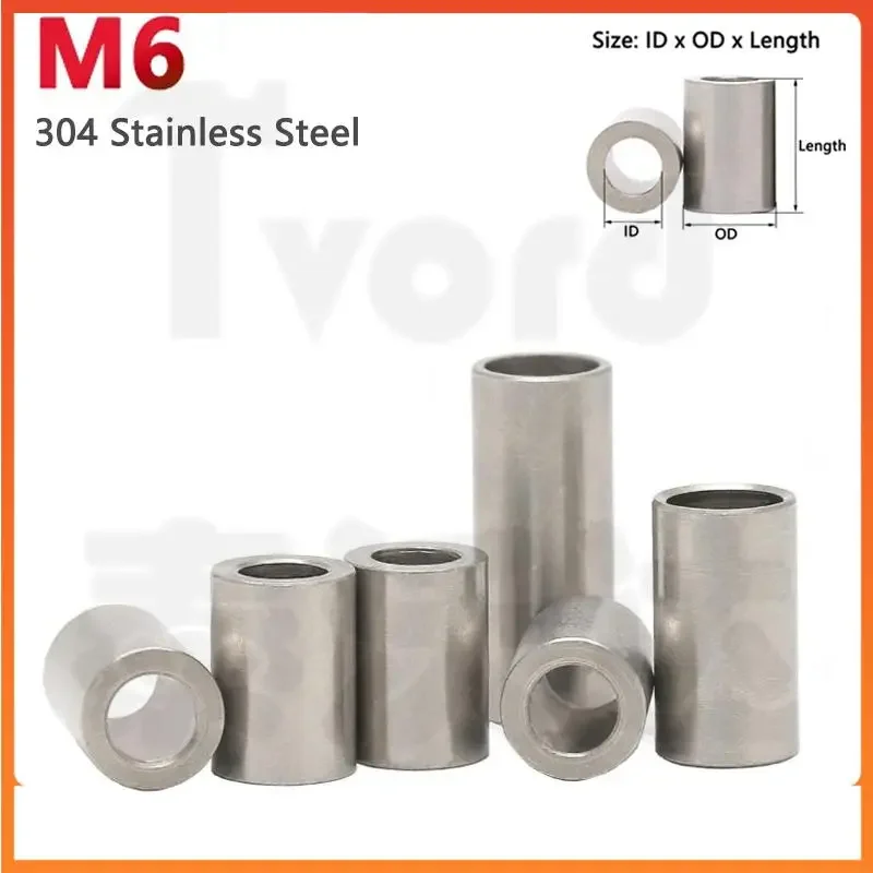

M6 304 Stainless Steel Bushing Washer Round Hollow Unthreaded Standoff Spacer Gasket Sleeve Length 2 3 4 5 6 7 8 9 10-40mm