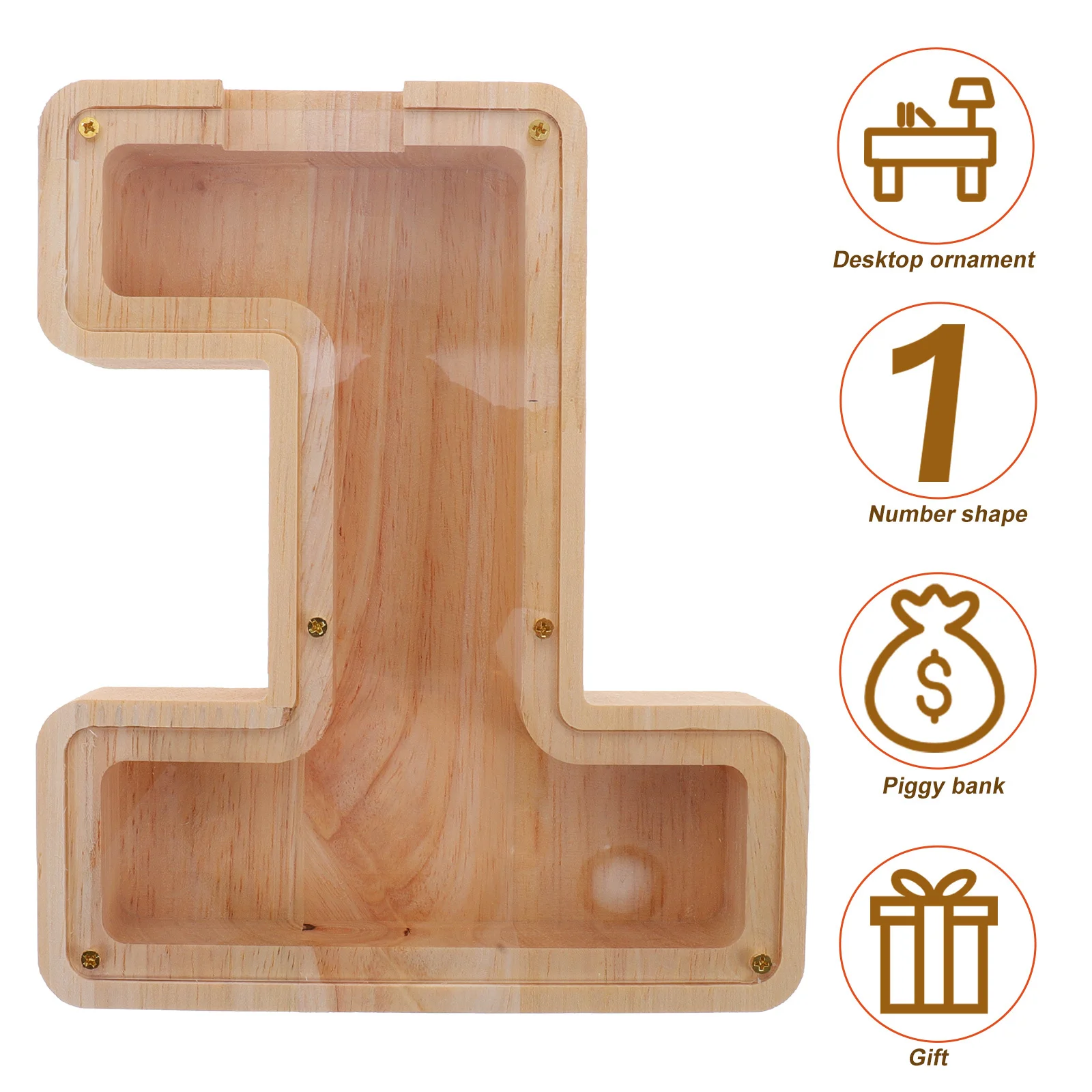 Doorzichtige houten muntbank Multifunctionele spaarpot Draagbare spaardoos Desktop spaarpot voor kinderen Woondecoratie