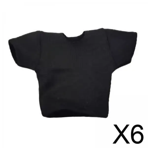 Top Nero a Maniche Corte in Miniatura per Action Figure Maschile da 3,75 Pollici, Accessorio di Moda in Scala 1/18