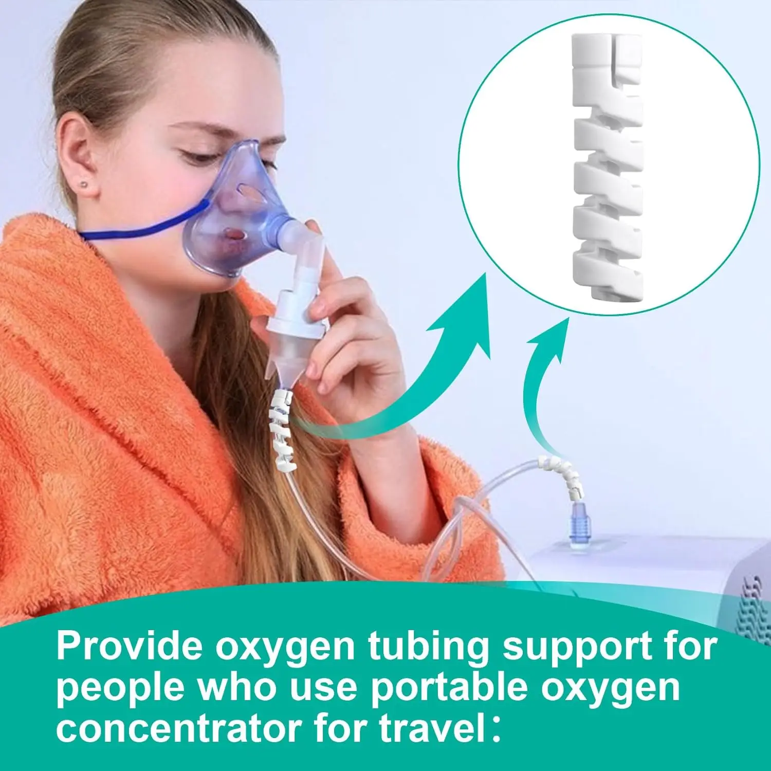 20 pieces oxygen tube support clamp straightener, suitable for portable oxygen concentrator, oxygen hose protection accessories