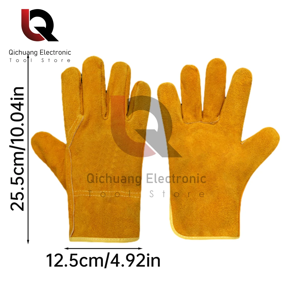 Gants de travail en cuir de vachette gants de soudage de sécurité résistant à la chaleur isolé coton Protection gants de travail de la sécurité pour soudeur