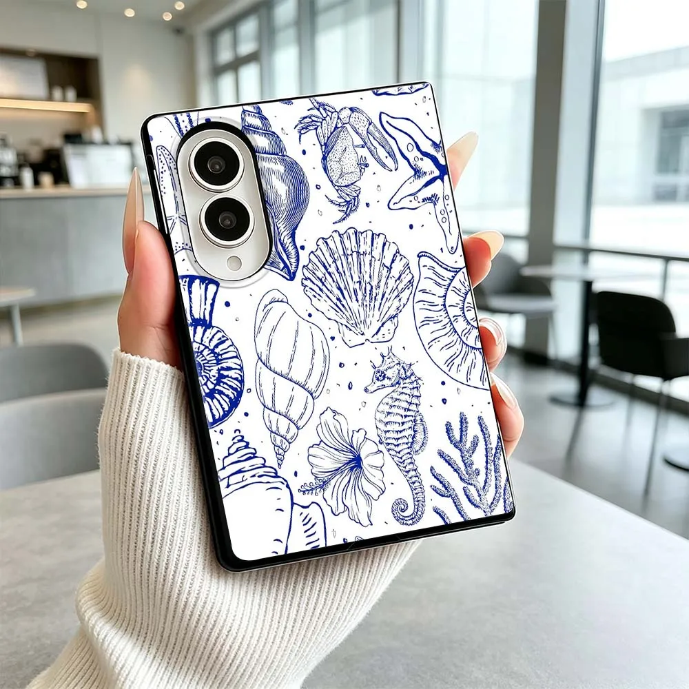 Cartoon Sea Shells Marine Phone Case For Samsung Galaxy Z Flip 8 Z Fold 8 Z Flip8 Wide ZFold Wide Shockproof Cover