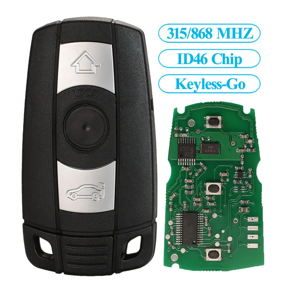 

Jingyuqin Keyless-Go Smart Car Key 315/868MHZ ID46 PCF7953 Chip For BMW 3 5 Series E70 X5 X6 Z4 CAS3 Hands-Free Remote Fob