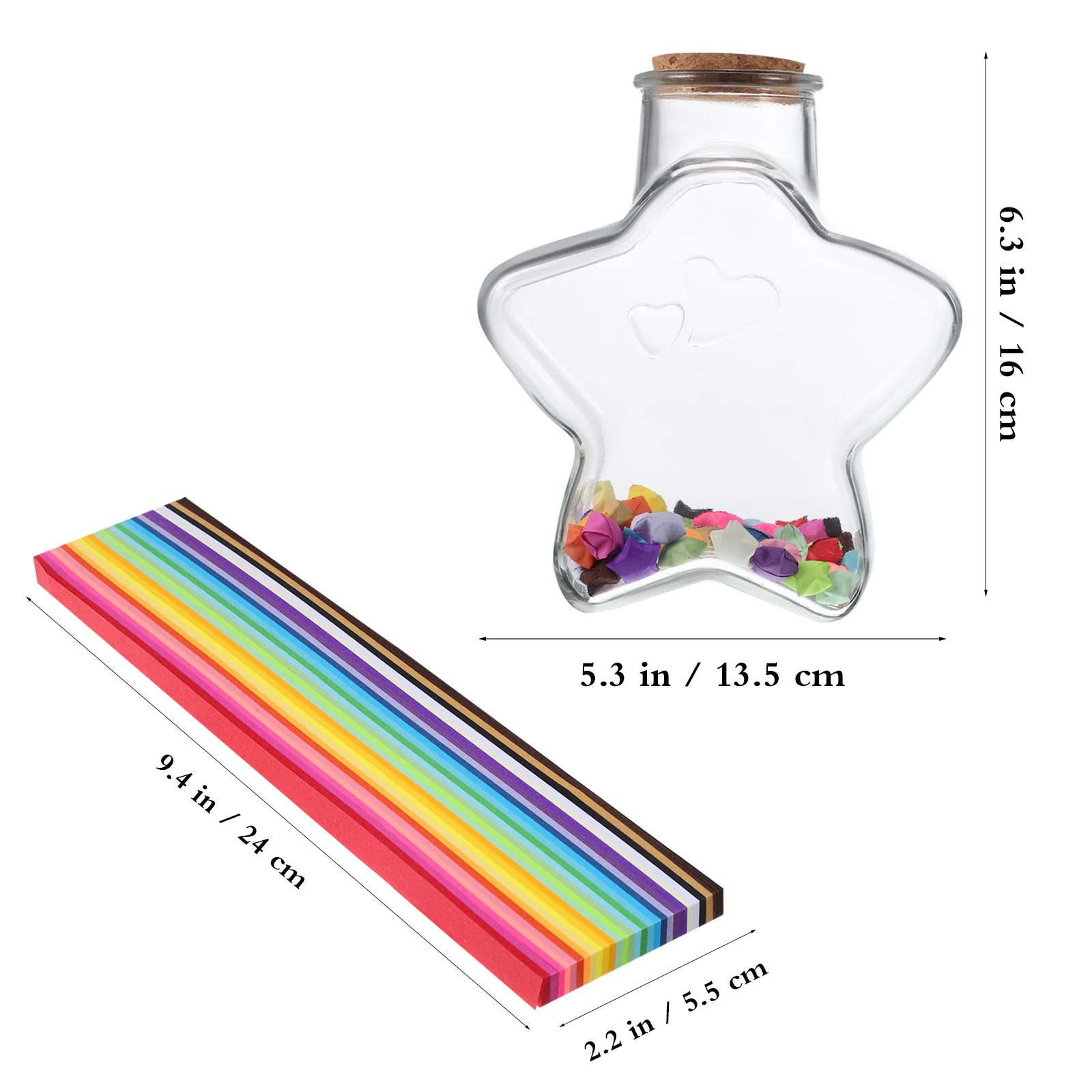 

540 Sheets Color Origami Star with Bottle Jar Paper Stars Strips Papers Shape Miss