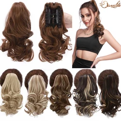 S-Noilite Synthetische Korte Golvend Paardenstaart Hair Extension Black Brown Pony Tail Claw Jaw In Haarstukje Clip In Haar staart Voor Vrouwen