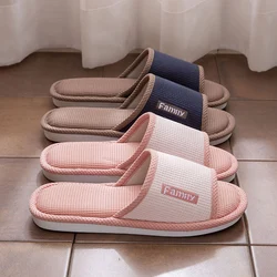New Linen Slippers Home Slipper Women Concise Flip Flops Soft Comfort Couples Anti-slip Floor Flats Men Indoor Breathable Slides