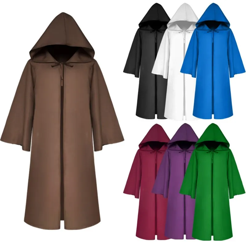 

Medieval Hooded Robe Long Sleeve Witch Guide Five Color Cloak Halloween Secret Room Witch Long Robe Women's Ethnic Costume