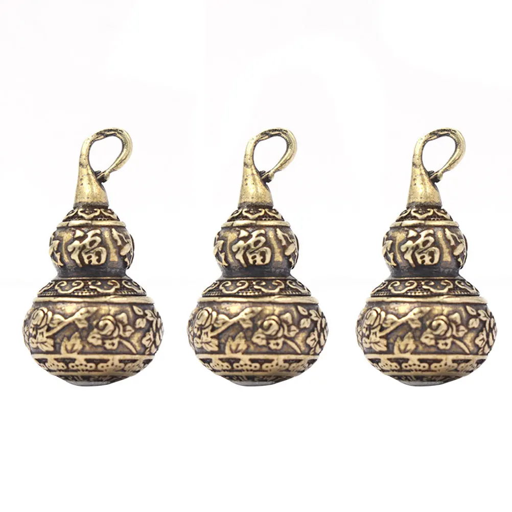 

3 pcs Brass Gourd Keychain Adorns Diy Charms Decorative Ornaments For Necklaces Bracelets Car Gift