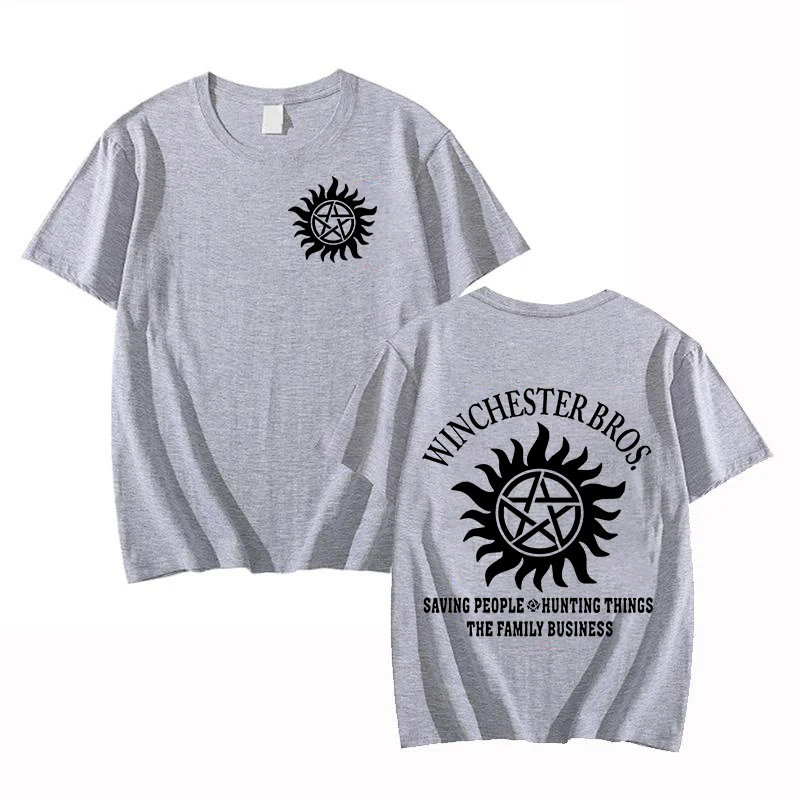Supernatural Winchester Bros T Shirt Men Women Tee Saving People Hunting Things Print Y2k Casual Short Sleeve Unisex T-Shirt Top