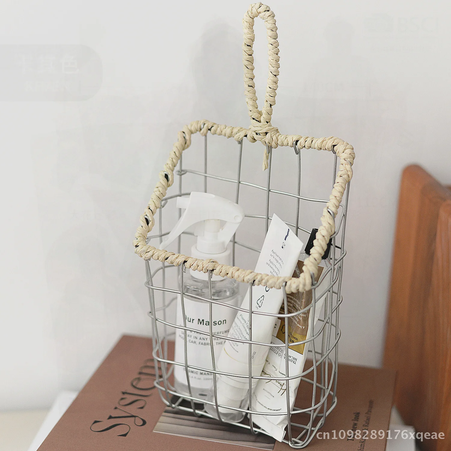 سلة تخزين معلقة على الحائط من الحديد المنسوج، كبيرة ومتوسطة وصغيرة الحجم، منظم مطبخ على الطراز الشمالي، رف كتب مجلة الخبز #2