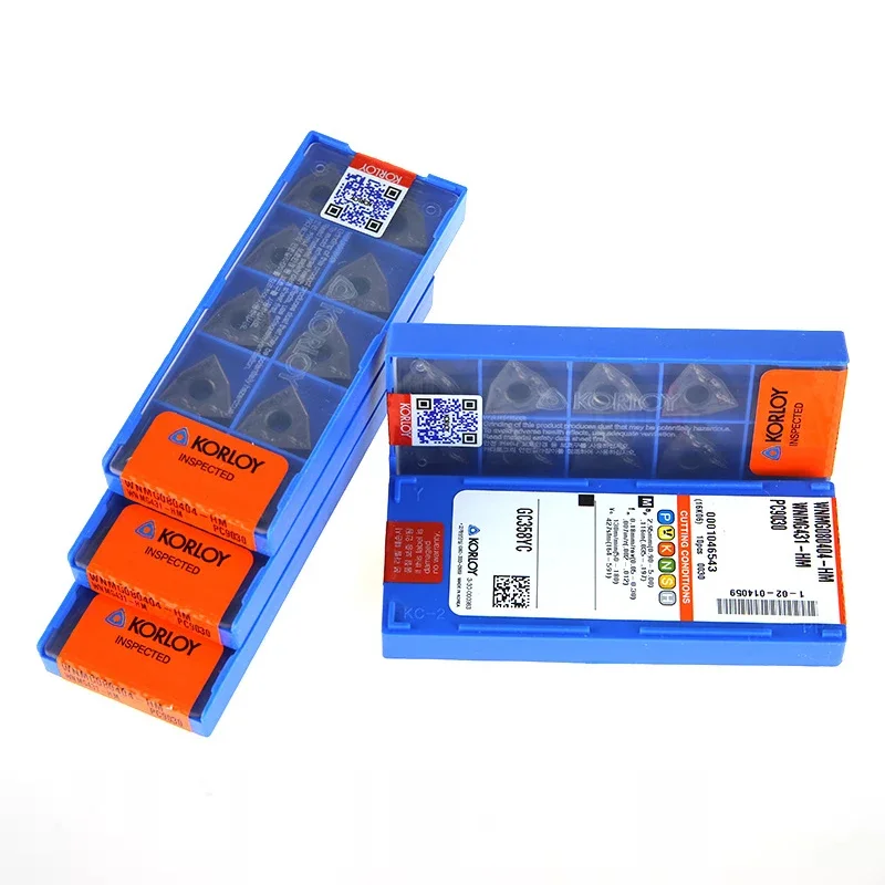 Imagem -04 - Korloy Cnc Carboneto Torneamento Insere 100 Original Wnmg060404-hm Wnmg080404-hm Wnmg080408-hm Nc3030 Nc3120 Pc9030 10 Pcs