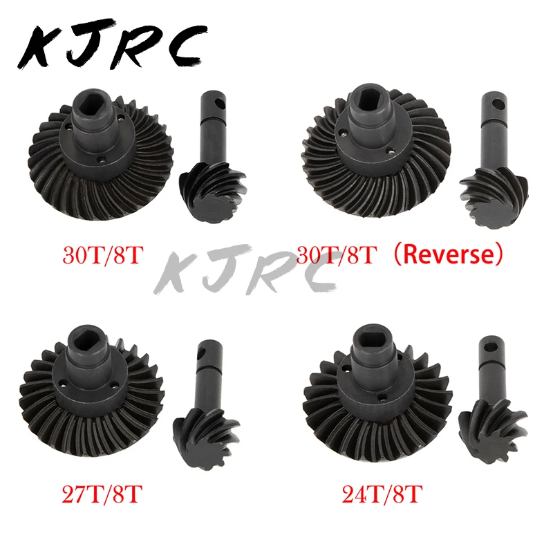 KJRC Locker Bevel Gear 8/24/27/30T Steel Spiral Bevel Gear Front Rear Axle Gear for Axial SCX10 II III Capra 1.9 UTB AR44