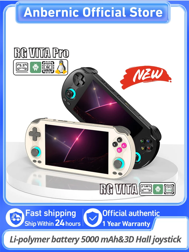 Anbernic RG VITA/RG VITA Pro Handheld-Spielkonsole Android Retro-Spielgerät 5000mAh Unterstützt RixelHK WLAN Online-Mehrspielermodus