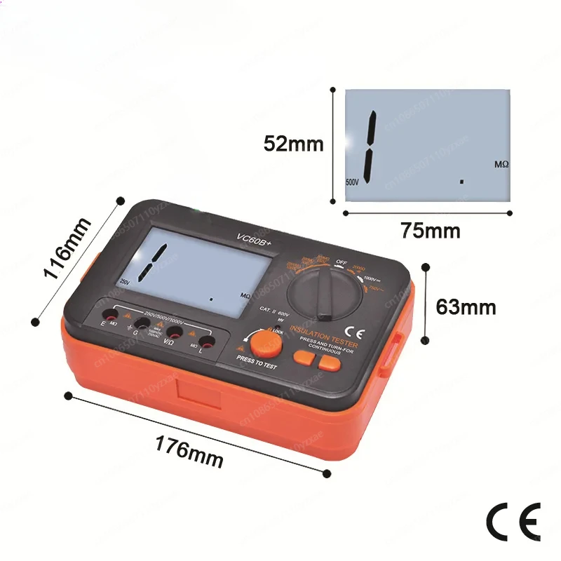 VC60B+ Digital Insulation Resistance Tester  Meter 250V 500V 1000V Anti High Voltage And Short Circuit Input Alarm