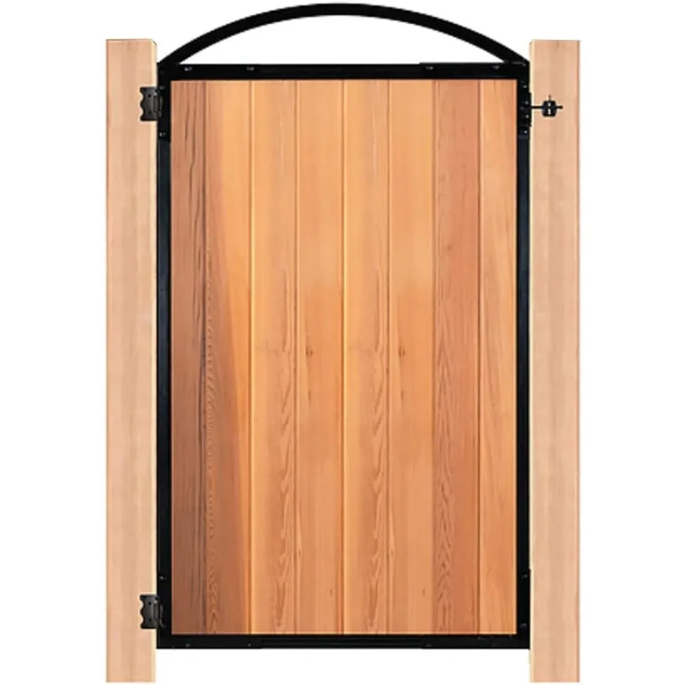 A black gate frame is installed in the courtyard Gate Frame, 8 Standard Fence Board Wide x 6’ Long, Black, 6 Foot homegate